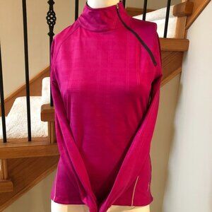 Running Room FIT-WEAR Athletic Long Sleeve High Zip Collared Top Pink Sz S NWOT